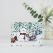 ウエストハイランドホワイトテリア雪だるま ポストカード (スタンド正面)