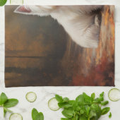 ウエストハイランドホワイトテリアin紅葉秋 キッチンタオル (折り畳み)