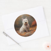 ウエストハイランドホワイトテリアin紅葉秋 ラウンドシール (封筒)