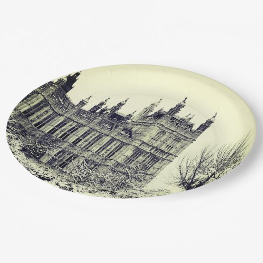 ウエストミンスターの議会、冬ロンドン-イギリス ペーパープレート (アングル)