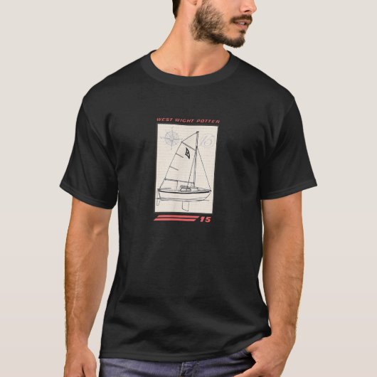 ウエストワイトポッター15帆船ラインスケッチ Tシャツ (正面)