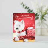 ウエスト・ハイランド・ホワイト・テリアのクリスマスの願い シーズンポストカード (スタンド正面)