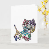 ウエスト・ハイランド・ホワイト・テリアの挨拶状 カード (黄色い花)