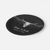 ウエス素朴タンブラックアンドホワイトブルスカル結婚ズ ペーパープレート (アングル)