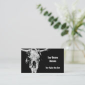 ウエス素朴タンブラックアンドホワイトヴィンテージブルスカル 名刺 (スタンド正面)