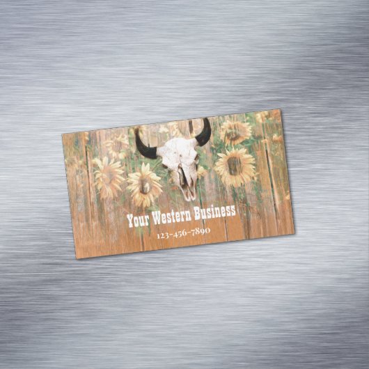 ウエス素朴タンブルスカルサンフラワーウッドテクスチャ マグネット名刺 (インサイチュ)