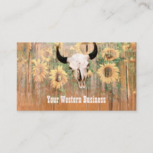 ウエス素朴タンブルスカルサンフラワーウッドテクスチャ 名刺 (正面)