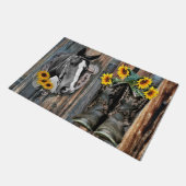 ウエス素朴タンホースカウボーイブーツヒマワリ ドアマット (アングル)