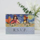 ウエディングおもしろいRSVPバロックのフィギュア華美ル 出欠カード (スタンド正面)