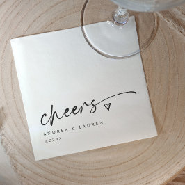 ウエディングに最適なCheers コックテイルナプキン ハート 手書き スタンダードカクテルナプキン
