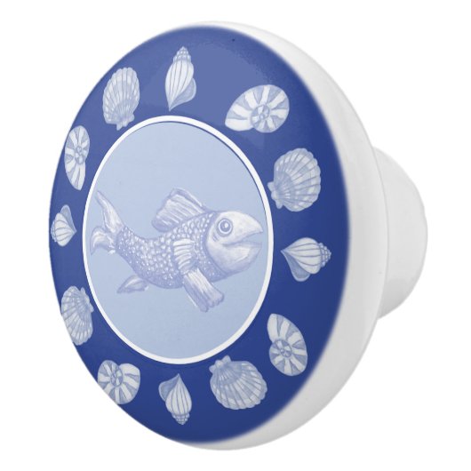 ウエディングウッドの魚と貝類のセラミックノブ セラミックノブ (右)