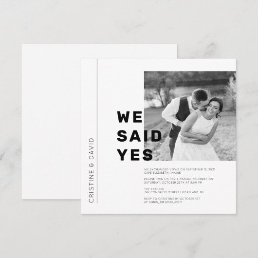 ウエディングエロープメントのお知らせ 招待状 (正面/裏面)