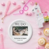 ウエディングエンゲージメントペット名フォト日付カップル ペーパープレート (パーティー)