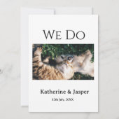 ウエディングエンゲージメントペット名フォト日付カップル 招待状 (裏面)