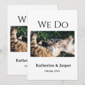 ウエディングエンゲージメントペット名フォト日付カップル 招待状 (正面/裏面)