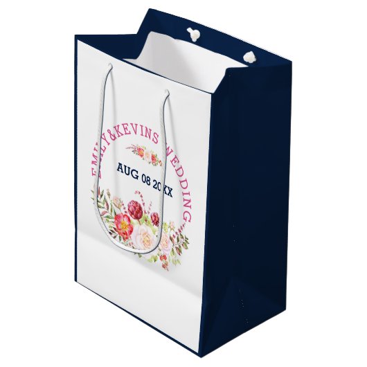 ウエディングカラフルフラワーブーケ&文字 ミディアムペーパーバッグ (正面アングル)