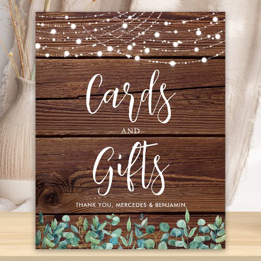 ウエディングカードギフト素朴緑豊かなストリングライト ポスター