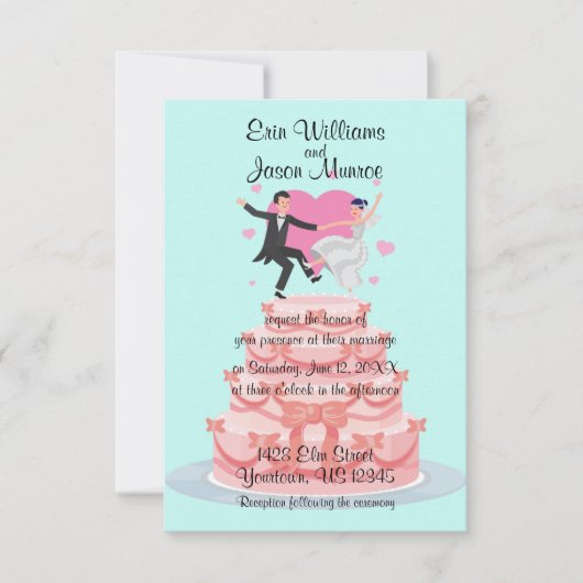 ウエディングケーキのダンスの結婚式招待状 招待状 (正面)