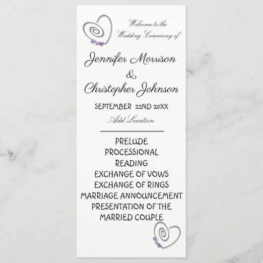 ウエディングケーキの結婚式プログラム プログラム (正面)