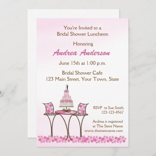 ウエディングケーキの花嫁の昼食会のシャワーの招待状 招待状 (正面/裏面)