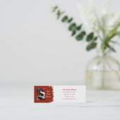 ウエディングケーキの赤い渦巻の名刺 スキニー名刺 (スタンド正面)