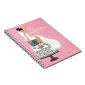 ウエディングケーキ{ピンク}の黒髪の花嫁 ノートブック (右側)