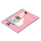 ウエディングケーキ{ピンク}の黒髪の花嫁 ノートブック (左側)