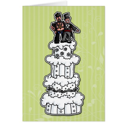 ウエディングケーキ(革お父さん)の2人の新郎 (正面)