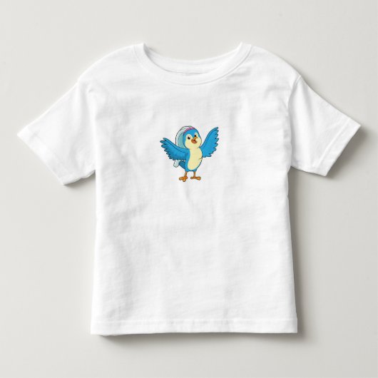 ウエディングドレスとベール姿の鳥 トドラーTシャツ (正面)