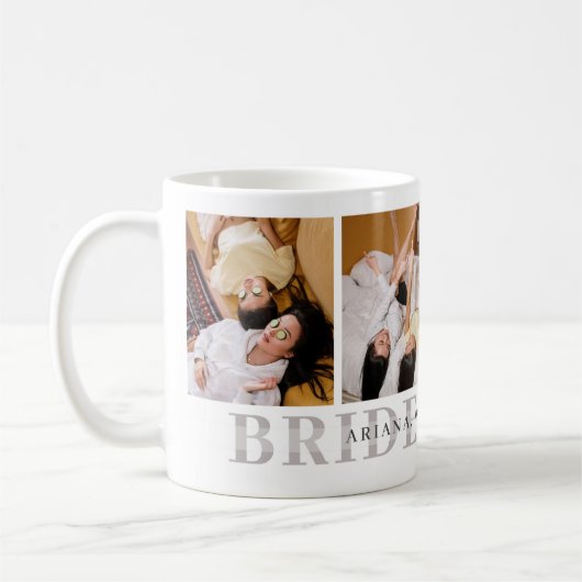 ウエディングドレスを着た私のサイドガールになってくれる？ - オリジナル写真マグカップ コーヒーマグカップ (左)