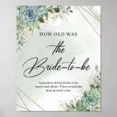 （ウエディングドレスを着た花嫁が手にしている）ゴールドフレームに入った多肉植物　花嫁はいくつでしたか ポスター (正面)