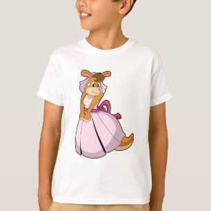 ウエディングドレスを着た花嫁としてのカンガルー Tシャツ