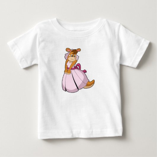 ウエディングドレスを着た花嫁のキリン ベビーTシャツ (正面)