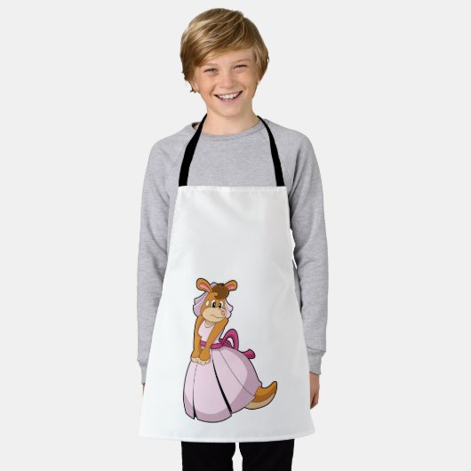 ウエディングドレスを着た花嫁のキリン(原文では Kangaroo となっているが、キリンと仮定して訳 エプロン (着用した状態)