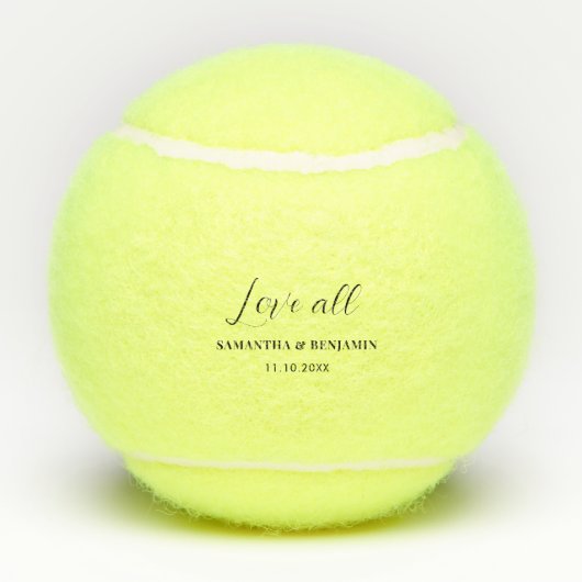 ウエディングパーソナライズされたパーティーの行商人を愛する テニスボール (裏面)