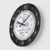 ウエディングパーソナライズされた用の壁掛け時計、白黒 ラージ壁時計 (傾斜)