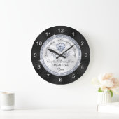 ウエディングパーソナライズされた用の壁掛け時計、白黒 ラージ壁時計 (ホーム)