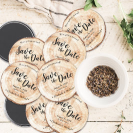 ウエディングパーソナライズされた素朴日付を保存するウッド マグネット