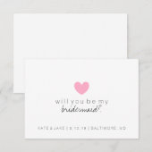 ウエディングパーティーに来てくれる?カード - ハート ピンク 招待状 (正面/裏面)