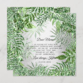 ウエディングパーティーのためのトロピカルグリッター ミントシルバー 招待状 (正面/裏面)