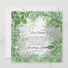 ウエディングパーティーのためのトロピカルグリッター ミントシルバー 招待状