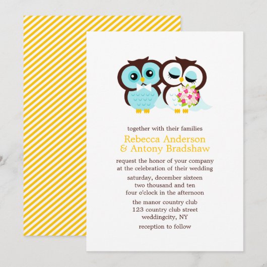 ウエディングフクロウ 招待状 (正面/裏面)