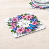 ウエディングフラワーサーキュラーフレーム スクエアペーパーコースター (アングル)