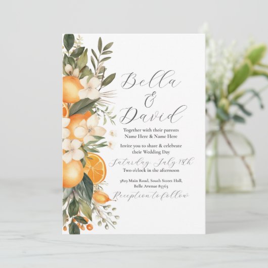 ウエディングフラワーフルーツオレンジの儀式 招待状 (スタンド正面)