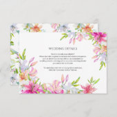 ウエディングフラワーユリと鳥の水彩 エンクロージャーカード (正面/裏面)