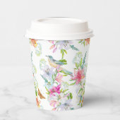 ウエディングフラワーユリと鳥の水彩 紙コップ (左)