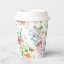 ウエディングフラワーユリと鳥の水彩