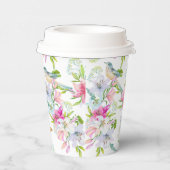 ウエディングフラワーユリと鳥の水彩 紙コップ (右)