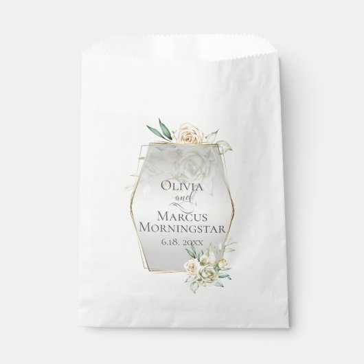 ウエディングフラワー淡い色のズイエロー赤面水彩バラ フェイバーバッグ (正面)