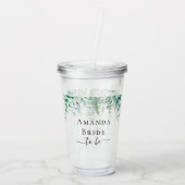 ウエディングブーケ 予定 花嫁 ユーカリ 緑の葉 シダの木 アクリルタンブラー (裏面)